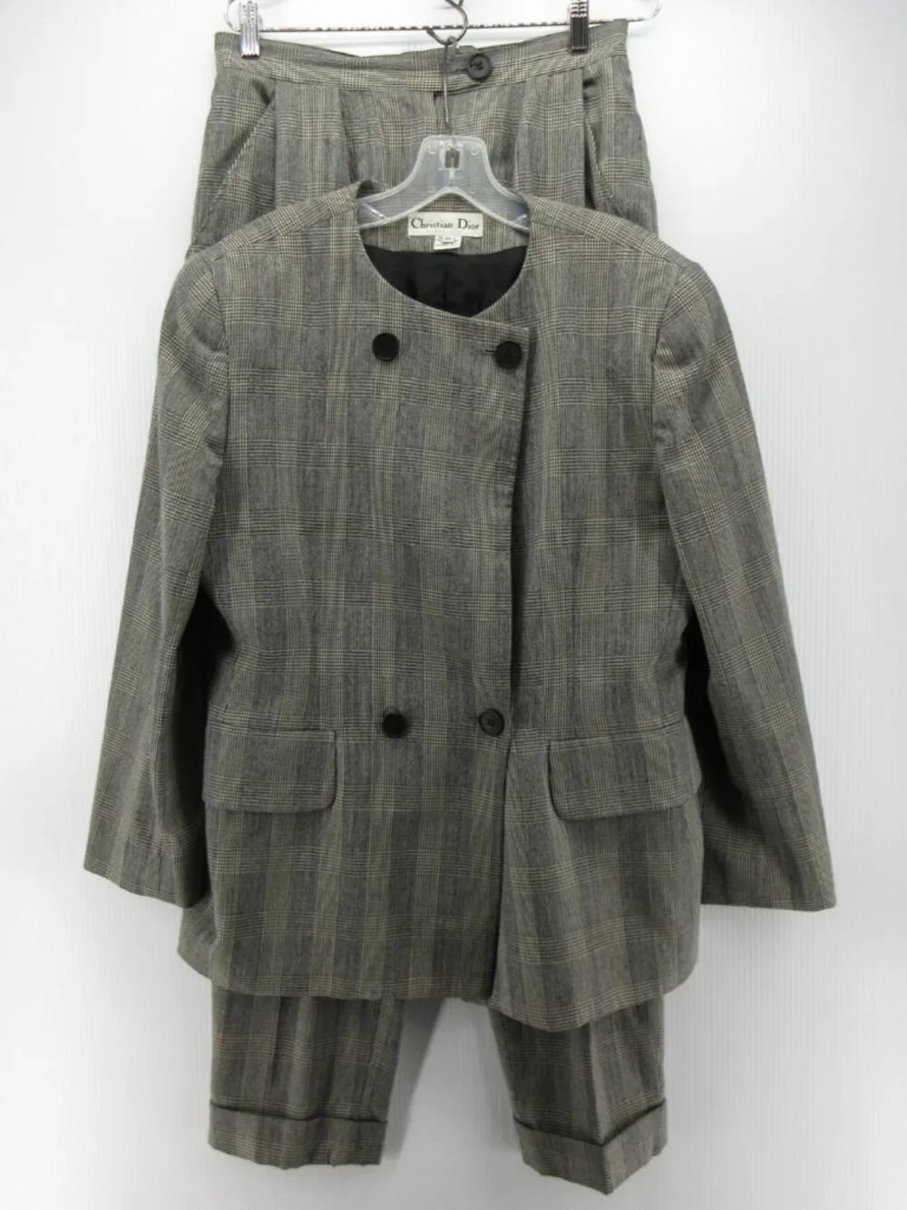 VGT Christian Dior Suit 12 Wool 2 Piece Pants Houndstooth USA 30X30 *